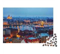 Puzzle da 1000 pezzi "Cityscape at Dusk" raffigurante il lungomare della città al crepuscolo, per adulti. Gioco educativo, bellissima decorazione, Dimensioni: 52x38 cm.