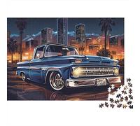 Puzzle da 1000 pezzi "Classic Truck Night" con auto d'epoca blu in città, per adulti, gioco educativo, bellissima decorazione, sfida ad alta difficoltà, compleanno, 70x50 cm.