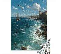 Puzzle Da 1000 Pezzi Coastal Serenity with Lighthouse Puzzle Per Adulti Gioco Per Famiglie Migliora La Memoria Ideale Come Regalo Per Tutta La Famiglia 38x26cm/1000pcs