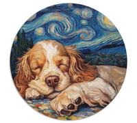 Puzzle da 1000 pezzi Cocker Spaniel Cielo notturno Puzzle rotondi da 1000 pezzi per adulti per arredamento casa, allenamento del cervello e regali per le feste (67,5x67,5cm)