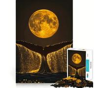 Puzzle da 1000 pezzi "Coda di balena e luna piena" divertente attività di allenamento mentale,incastro perfetto,senza spazi vuoti,ideale per rafforzare i legami affettivi (38x26cm)