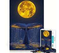 Puzzle da 1000 pezzi "Coda di balena sotto la luna piena" per adolescenti,ideale per stimolare la mente,creare un'attività creativa di alta precisione e rilassante (50x75cm)