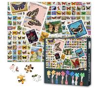 Puzzle da 1000 pezzi, collezione vintage di francobolli a farfalla, puzzle entomologico, 70 x 50 cm