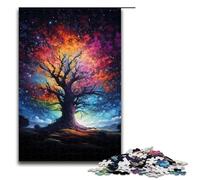 Puzzle da 1000 pezzi colorati con albero spaziale psichedelico per adulti puzzle in legno difficile e impegnativo (dimensioni 75x50 cm)