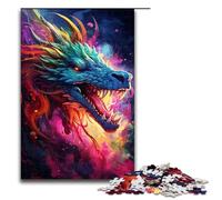 Puzzle da 1000 pezzi colorati con drago cinese psichedelico nel cielo per adulti puzzle divertenti per famiglie gioco di famiglia antistress puzzle difficile da sfidare (dimensioni 75x50 cm)