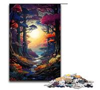 Puzzle da 1000 pezzi colorati del mondo fantasy psichedelico della foresta per adulti giochi di puzzle in legno per famiglie (dimensioni 75x50 cm)