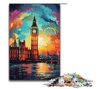 Puzzle da 1000 pezzi colorati e psichedelici del Big Ben e del London Eye puzzle in legno giochi educativi decorazione per la casa 1000 pezzi (38x26 cm)