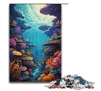 Puzzle da 1000 pezzi colorati e psichedelici del mondo sottomarino in legno per bambini interazione genitori-figli 1000 pezzi (38x26 cm)