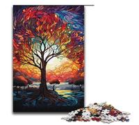 Puzzle da 1000 pezzi colorati fantasy cielo stellato albero puzzle in legno per bambini interazione genitori-figli 1000 pezzi (38x26 cm)