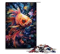Puzzle da 1000 pezzi colorati psichedelici con pesci rossi galassia puzzle per adulti gioco di puzzle in legno per famiglie (dimensioni 75x50 cm)