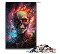 Puzzle da 1000 pezzi colorati psichedelici con teschi fumosi regali per adulti lista dei desideri di Natale con Babbo Natale per adolescenti dai 14 anni in su (dimensioni 75x50 cm)