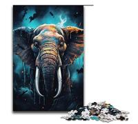 Puzzle da 1000 pezzi colorati psichedelici da favola a forma di elefante in legno per bambini per interagire con la famiglia e i genitori 1000 pezzi (38x26 cm)