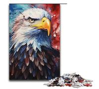 Puzzle da 1000 pezzi colorati psichedelici dell'aquila americana in legno per bambini interazione genitori-figli 1000 pezzi (38x26 cm)