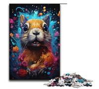 Puzzle da 1000 pezzi colorati puzzle psichedelici di animali scoiattolo per adulti puzzle in legno per famiglie 1000 pezzi (38x26 cm)