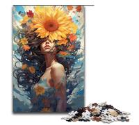 Puzzle da 1000 pezzi colorati raffigurante una ragazza con girasole per adulti puzzle impossibile antistress per ragazzi dai 14 anni in su 75x50 cm
