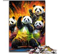 Puzzle da 1000 pezzi, coloratissimi animali del panda, puzzle difficili per adulti, dimensioni 26x38cm, ideali per gli innamorati, perfetti come regalo di Natale, Capodanno e San Valentino.