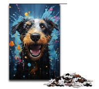 Puzzle da 1000 pezzi colorato cane psichedelico terrier subacqueo puzzle per adulti puzzle in legno gioco di famiglia (dimensioni 75x50 cm)