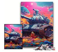 Puzzle da 1000 pezzi, colorato, con carro armato artistico, puzzle impegnativi, 50x75cm, gioco interattivo per famiglie, decorazione fai da te per la casa, regalo per la sfida del cervello.