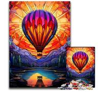 Puzzle da 1000 pezzi, colorato, con mongolfiera, in legno, relax e sfida, decorazione per la casa colorata, amici, 50x75CM/19,68x29,52 pollici.
