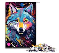 Puzzle da 1000 pezzi colorato Doodle Wolf Jigsaw per adulti e bambini Puzzle in legno Puzzle educativo antistress Giocattolo 1000 pezzi (75x50 cm)