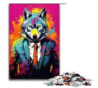 Puzzle da 1000 pezzi colorato "Doodle Wolf" per adulti ideale come regalo. Adatto per adolescenti dai 14 anni in su 75x50 cm.