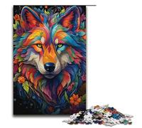 Puzzle da 1000 pezzi colorato e psichedelico a forma di lupo puzzle per adulti adatto a coppie e adolescenti dai 14 anni in su 1000 pezzi (38x26 cm).