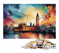 Puzzle da 1000 pezzi colorato e psichedelico del Big Ben e del London Eye per adulti decorazione puzzle giocattoli ottimo regalo per adolescenti dai 14 anni in su 1000 pezzi (75x50 cm)