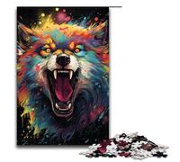 Puzzle da 1000 pezzi colorato e psichedelico raffigurante una lupa per bambini in legno per decorare la casa (dimensioni 75x50 cm)