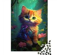 Puzzle da 1000 pezzi colorato gatto con grandi occhi per adulti, puzzle di carta, gioco educativo, sfida, giocattolo, regali di compleanno, 1000 pezzi (38x26 cm)