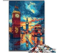 Puzzle da 1000 pezzi colorato Londra Big Ben in legno, livello principiante, ideale come regalo di compleanno e per le feste, 50x75cm, attività per adulti e famiglie, regalo fai da te per la casa