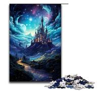 Puzzle da 1000 pezzi colorato "Notte psichedelica al castello fantasy" per adulti puzzle in legno gioco impegnativo 1000 pezzi (75x50 cm)