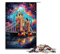 Puzzle da 1000 pezzi colorato psichedelia del Tower Bridge puzzle per adulti puzzle in legno gioco impegnativo 1000 pezzi (75x50 cm)