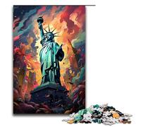 Puzzle da 1000 pezzi colorato psichedelia della Statua della Libertà per bambini puzzle in legno decorazioni per la casa (dimensioni 75x50 cm)