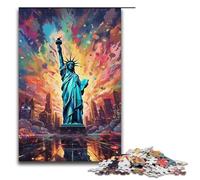 Puzzle da 1000 pezzi colorato psichedelia della Statua della Libertà Puzzle in legno per bambini Interazione genitori-figli 1000 pezzi (38x26 cm)