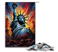 Puzzle da 1000 pezzi colorato psichedelia della Statua della Libertà Puzzle in legno per bambini Interazione genitori-figli 1000 pezzi (75x50 cm)