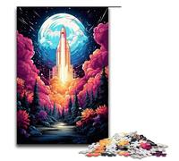 Puzzle da 1000 pezzi colorato psichedelico a tema razzo spaziale per adulti in legno ottimo regalo per Natale 75x50 cm.