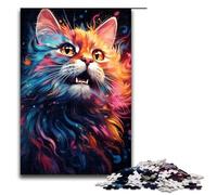 Puzzle da 1000 pezzi colorato psichedelico anima animale gatto puzzle per adulti gioco di famiglia in legno 75x50 cm