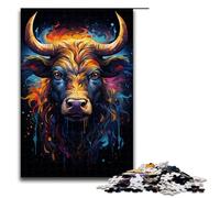 Puzzle da 1000 pezzi colorato psichedelico anima animale mucca puzzle per adulti puzzle in legno ottimo regalo per Natale 75x50 cm