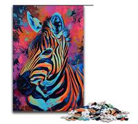 Puzzle da 1000 pezzi colorato psichedelico animale zebra per adulti puzzle in legno gioco impegnativo 1000 pezzi (75x50 cm)