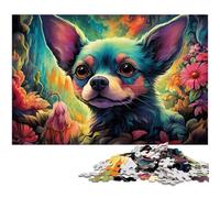 Puzzle da 1000 pezzi colorato psichedelico cane chihuahua puzzle per adulti puzzle di carta gioco impegnativo 1000 pezzi (38x26 cm)
