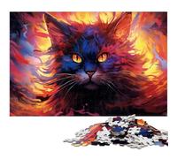 Puzzle da 1000 pezzi colorato psichedelico raffigurante il gatto Maine Coon per bambini puzzle in legno giochi educativi per adulti 1000 pezzi (75x50 cm)