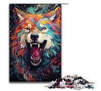 Puzzle da 1000 pezzi colorato psichedelico raffigurante una lupa puzzle in legno giochi educativi decorazione per la casa (dimensioni 75x50 cm)