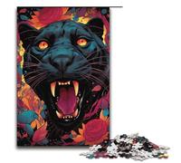 Puzzle da 1000 pezzi colorato scarabocchio Black Panther per adulti puzzle in legno gioco impegnativo 1000 pezzi (38x26 cm)