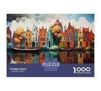 Puzzle Da 1000 Pezzi Colorful Canal Houses Puzzle Per Adulti Giochi Rilassanti Sfida Difficile Divertimento A Casa Attività, 52x38cm/1000pcs