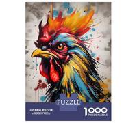 Puzzle Da 1000 Pezzi Colorful Rooster Splatter Puzzle Per Adulti Giochi Rilassanti Sfida Difficile Divertimento A Casa Attività, 38x26cm/1000pcs