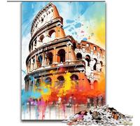 Puzzle da 1000 pezzi Colosseo romano colorato in legno, rompicapo ad alta difficoltà per adolescenti 50x75cm, Natale o compleanni