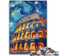 Puzzle da 1000 pezzi Colosseo romano di notte per adulti, antistress per ammazzare il tempo durante le vacanze, per migliorare l'amore tra coppie (26x38cm)