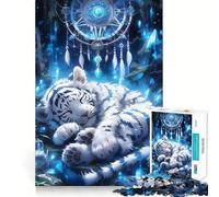 Puzzle da 1000 pezzi con acchiappasogni a forma di tigre bianca addormentata, ideale per adolescenti, gioco di logica, leggero e rilassante, taglio preciso, regalo classico 38x26cm