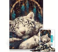 Puzzle da 1000 pezzi con acchiappasogni a forma di tigre bianca addormentata ideale per adolescenti Giocattolo che stimola la logica e favorisce il gioco rilassante Edizione con bordi di alta qualità