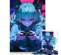 Puzzle da 1000 pezzi con acciuga,personaggio anime gamer,per adulti,ideale per esercitare la mente,con bordi lisci e taglio di precisione,perfetto per un'attività rilassante di gruppo in casa